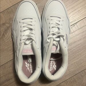 Reebok Classic White and Pink Sneakers